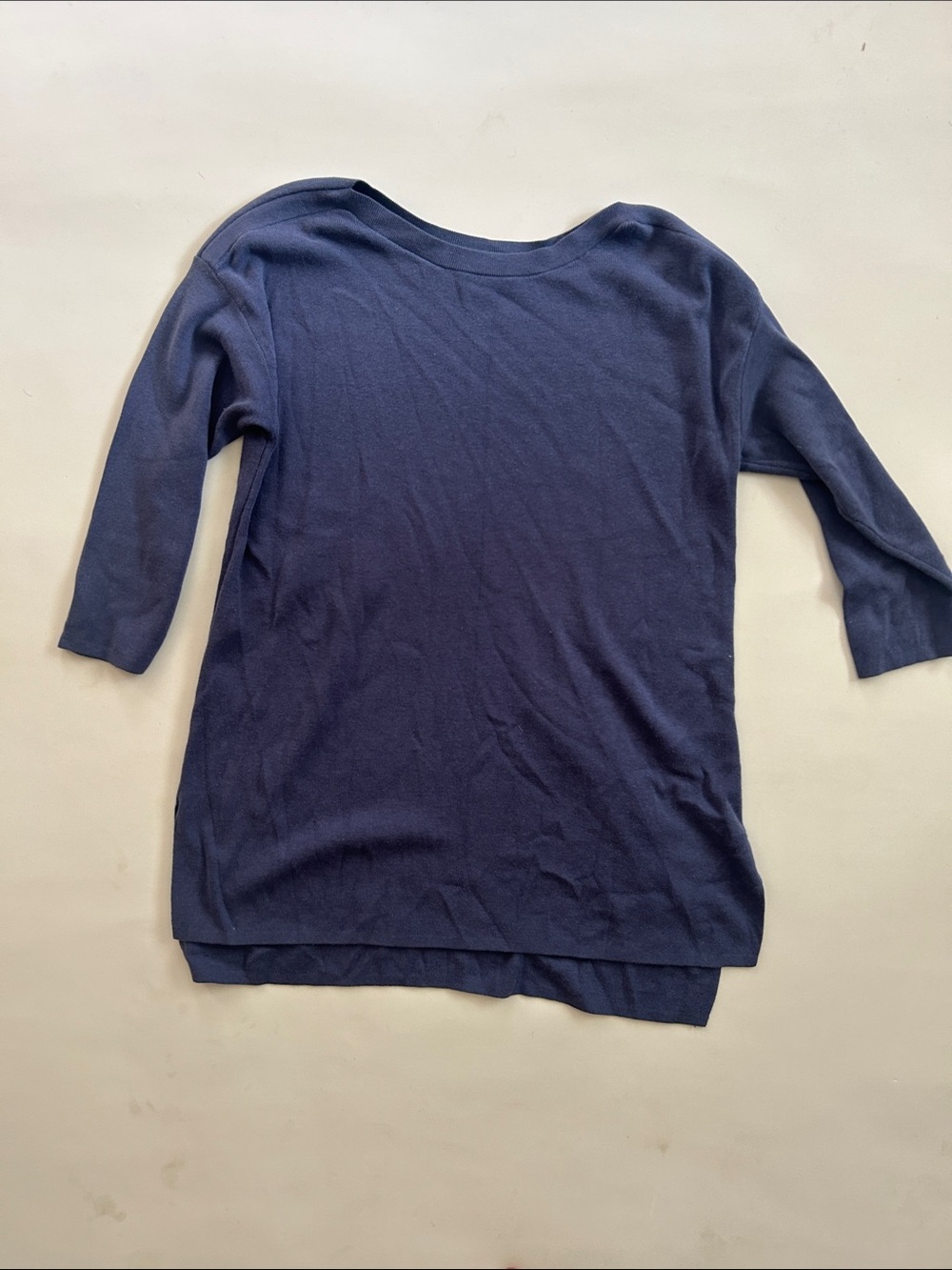 Coldwater Creek Navy Blue 3/4 Sleeve Boatneck Top